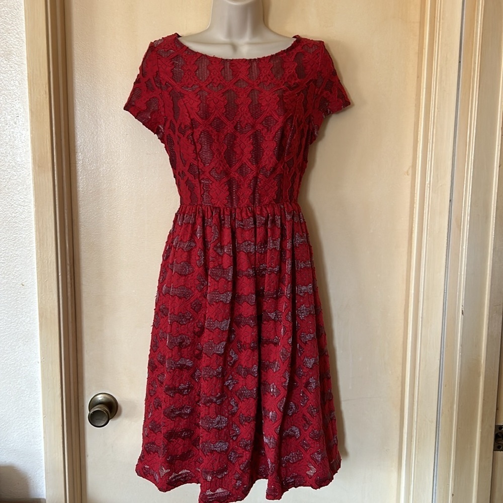 Moulinette Soeurs Red A-Line Midi Dress